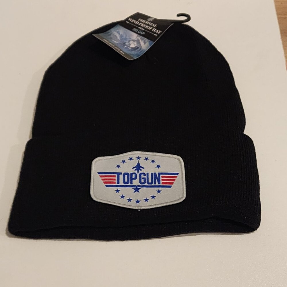 TOP GUN Knit Cuffed Beanie in Black.
